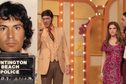 A mugshot of Rodney Alcala and a still from the film Woman of the Hour