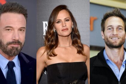 Ben Affleck (via Britannica) at the Los Angeles premiere of Air on March 27, 2023, Jennifer Garner (via Jamie McCarthy | Vogue), and John Miller (ZUMAPRESS.com / MEGA | TheMegaAgency.com) at CaliBurger in Pasadena on February 20, 2018. Collage featuring Garner between Affleck (L) and Miller (R).