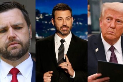 JD Vance, Jimmy Kimmel and Donald Trump