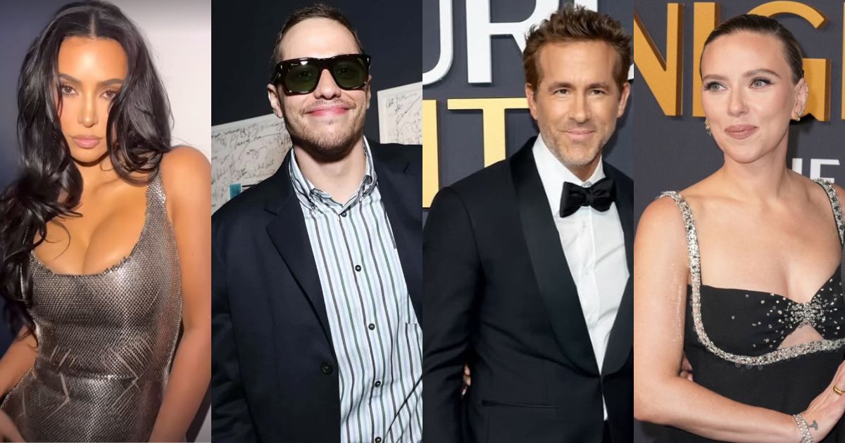Kim Kardashian, Pete Davidson, Ryan Reynolds, and Sacrlet Johansson at SNL 50