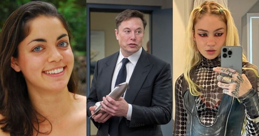 Shivon Zilis (R), Elon Musk (M), Grimes (L)