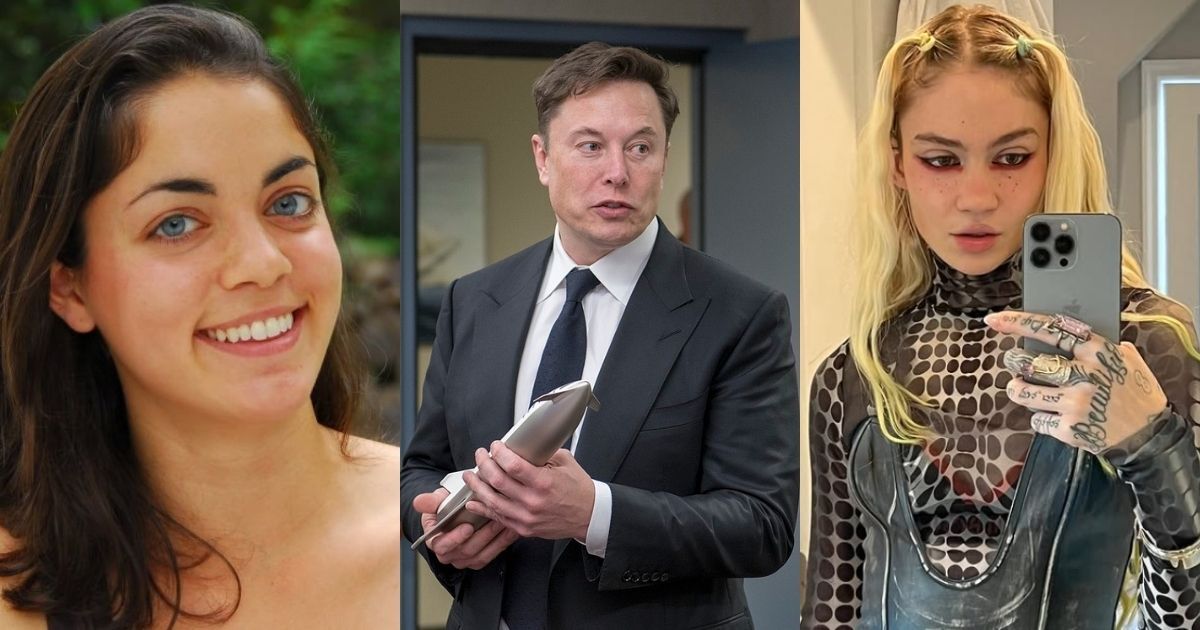 Shivon Zilis (R), Elon Musk (M), Grimes (L)