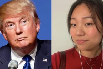 Donald Trump (L) and Yunseo Chung (R)