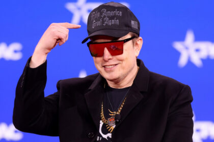 Elon Musk speaking at the 2025 Conservative Political Action Conference.