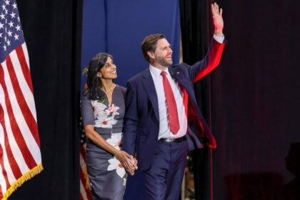 JD Vance and Usha Vance at a rally.