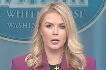 Karoline Leavitt at her first Press Conference in 2025, as seen in a video posted on the White House's YouTube channel. (Source: YouTube|The White House