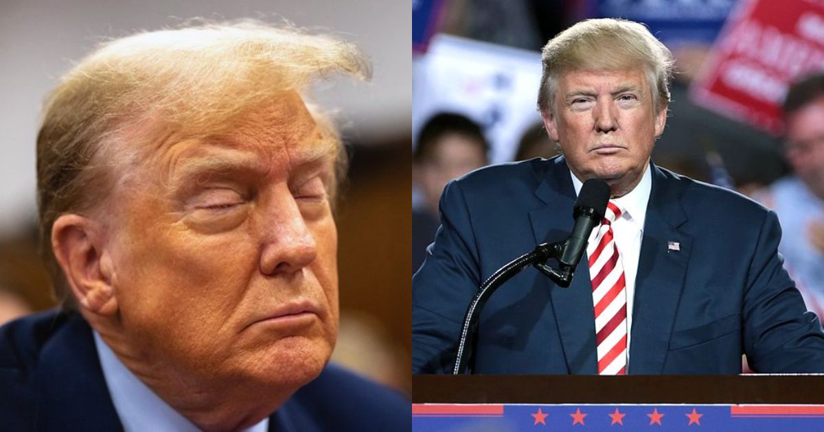 President Donald Trump sleepy and grumpy ( Picture on the left fro Deadline|X) and Picture on the right (photo by Gage Skidmore via Flickr)