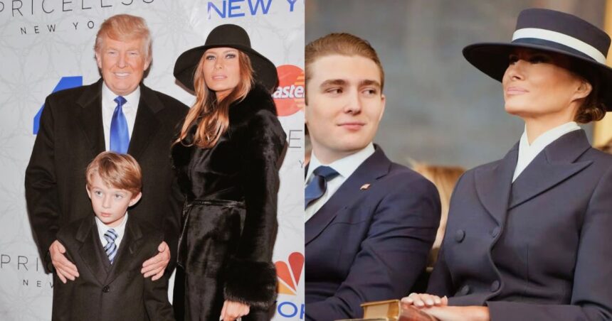 ChatGPT said: Young Barron Trump with Melania and Donald Trump (L) (Instagram | @barronupdate) and Barron Trump with Melania during the 2025 Inaugural ceremony (R) (Instagram | @barronupdate).